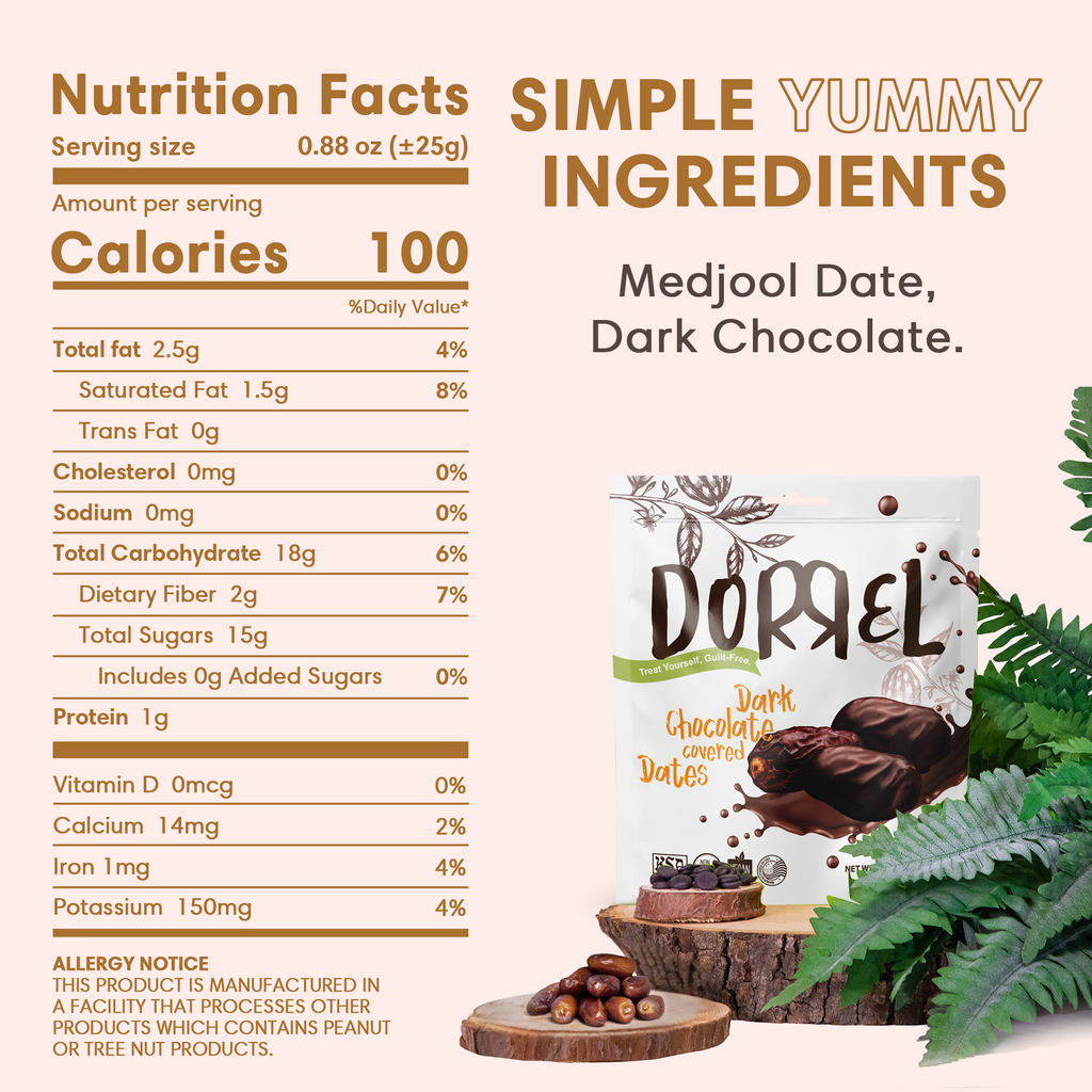 3 PACK Dark Chocolate Covered Dates - Nutritious and Sweet Snacks