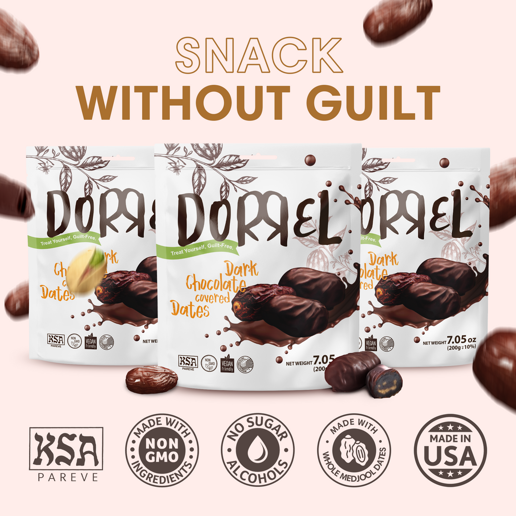 3 PACK Dark Chocolate Covered Dates - Nutritious and Sweet Snacks