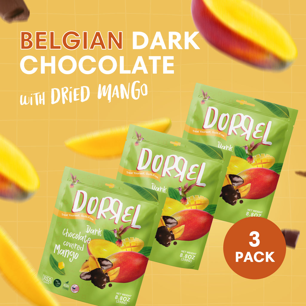 3 PACK Dark Chocolate Covered Mango - Nutritious and Sweet Snacks