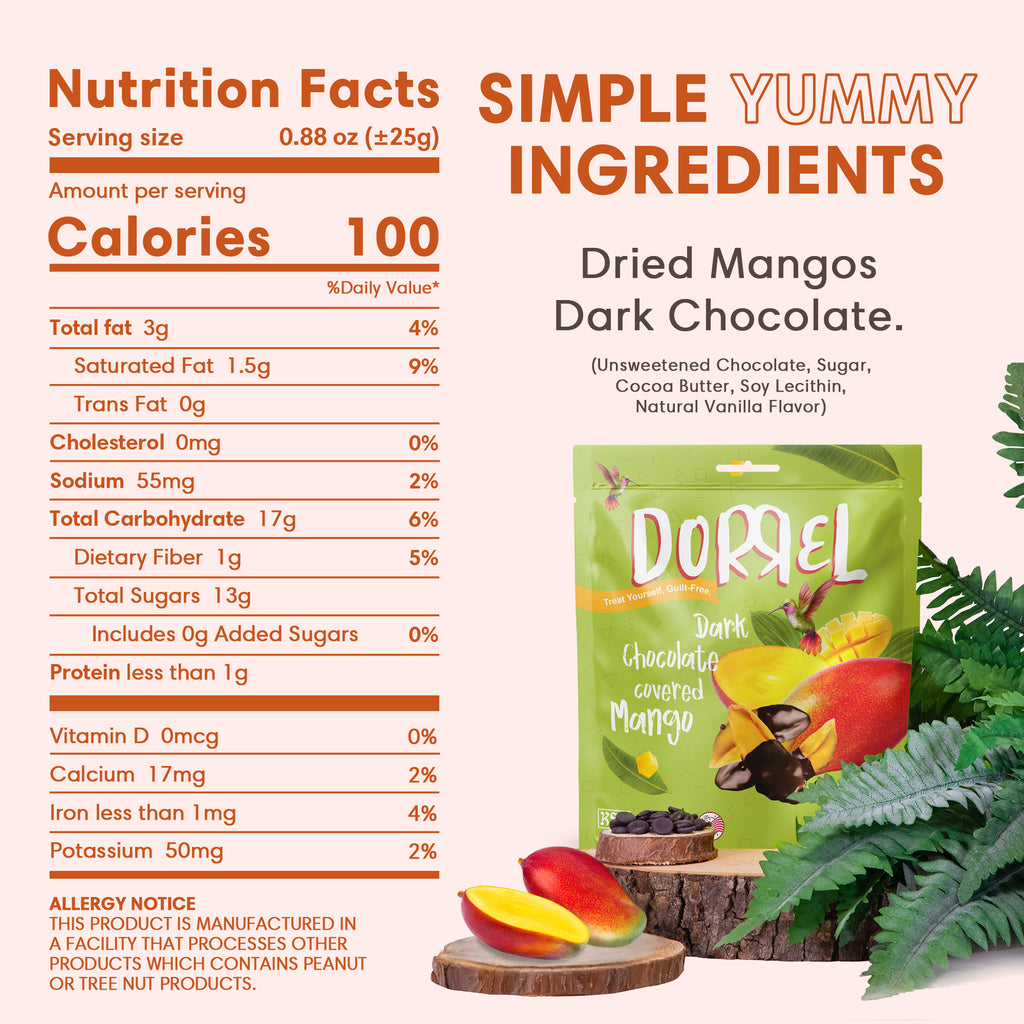 3 PACK Dark Chocolate Covered Mango - Nutritious and Sweet Snacks