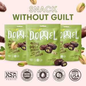 3 PACK Belgian dark Chocolate covered medjool Date stuffed with Pistachios