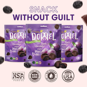 3 PACK Dark Chocolate Covered Dried Prunes - Nutritious and Sweet Snacks
