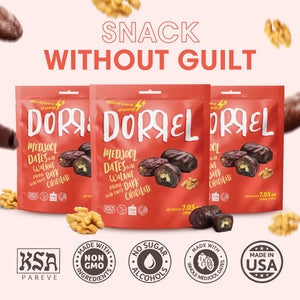 3 PACK Belgian dark Chocolate covered medjool Date stuffed with Walnuts