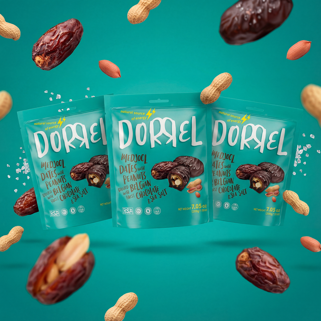 3 PACK Belgian dark Chocolate covered medjool Date stuffed with salted Peanuts