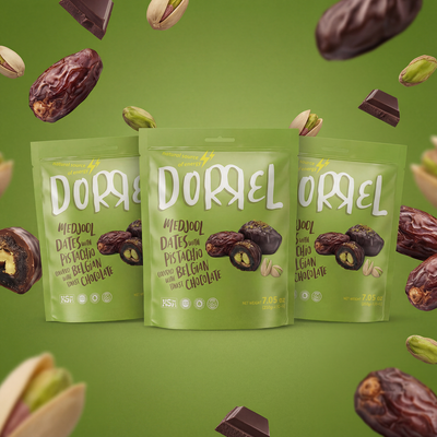 3 PACK Belgian dark Chocolate covered medjool Date stuffed with Pistachios