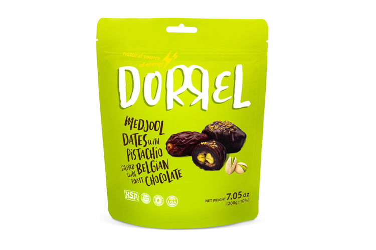 Belgian dark Chocolate covered medjool Date stuffed with pistachios