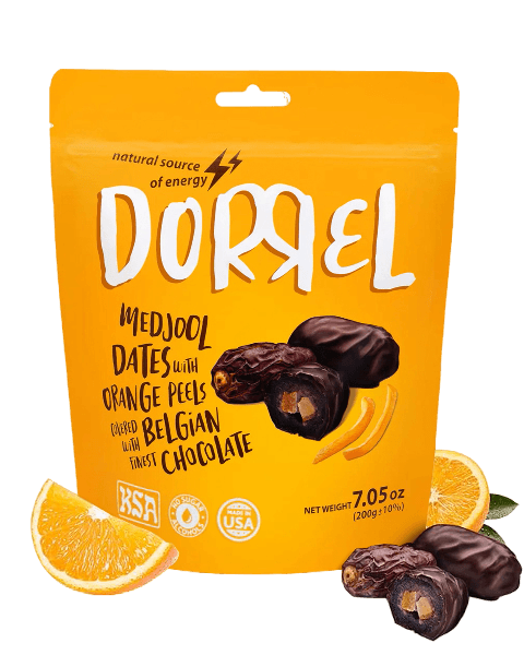 Belgian dark Chocolate covered medjool Date stuffed with Orange Peel